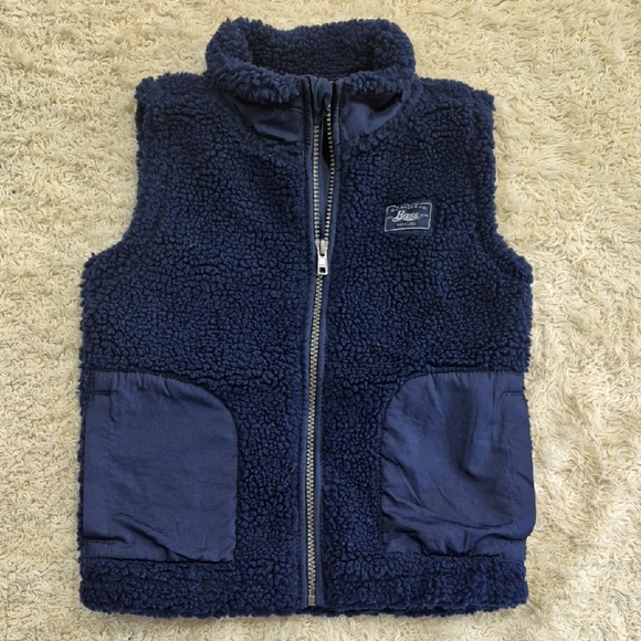 BASS sherpa Fleece vest 4T Boys/girls Navy Blue Outterwear Sleeveless Zip Jacket - Picture 1 of 5
